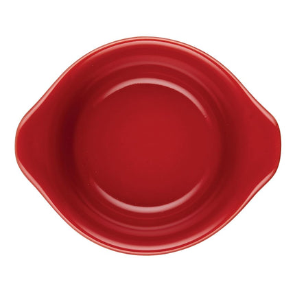 Rachael Ray Solid Glaze Ceramics Round Ramekins/Dipping Cup Set, 4 Piece, Red