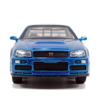 Fast & Furious Brian's Nissan Skyline GT-R R34 Silver & Nissan GT-R R34 Blue 1:32 Die Cast Car, Toys for Kids and Adults