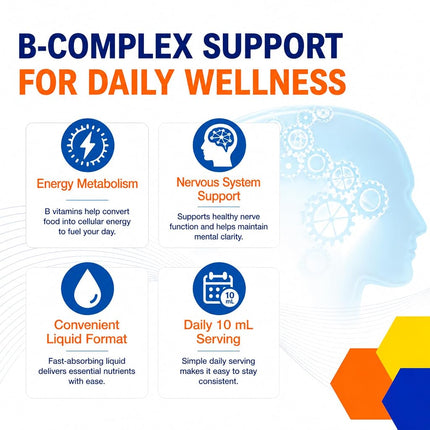Neurobion Plus B Complex Liquid Dietary Supplement - Vitamin B12, B6, B1 Drinkable Oral Vials for Daily Energy Support, Nervous System Health & Metabolism Booster for Adults - 10 Liquid Shots