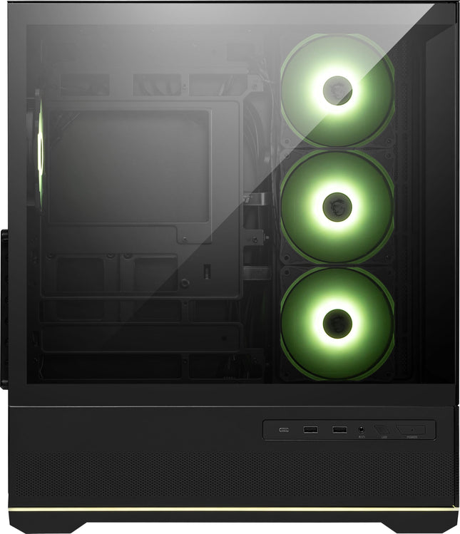MSI MAG PANO 110R PZ - Caja de PC Gaming Mid-Tower - Panel Lateral de Cristal Templado - 3 Ventiladores ARGB de 120mm - Soporte para Refrigeración Líquida con Radiador de hasta 360mm - Panel de Malla para Flujo de Aire Optimizado