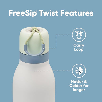 Bouteille d'eau isotherme en acier inoxydable Owala FreeSip Twist avec paille, pour le sport et les voyages, sans BPA, 530 ml, menthe/blanc (Brise glacée)