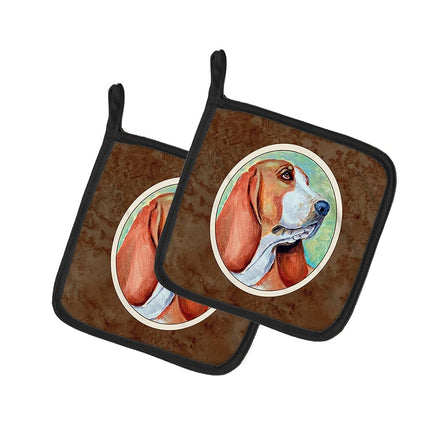 Caroline's Treasures Basset Hound Pair of Pot Holders 7227PTHD, Fabric, Multicolor