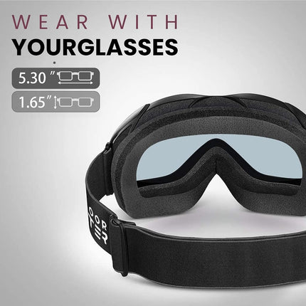 OutdoorMaster OTG Premium Unisex Ski Goggles, Anti-Fog Snowboard Mask, 100% UV Protection Ski Goggles, Ski Goggles for Men, Women, Boys and Girls (Blue VLT 80%)