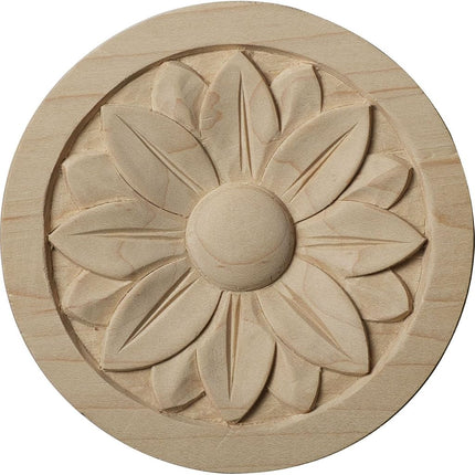 Ekena Millwork ROS04X04BERW Bedford Rosette, 4 1/4-Inch x 4 1/4-Inch x 5/8-Inch, Rubberwood
