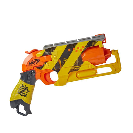 NERF Zombie Strike Hammershot Blaster, Pull-Back Hammer-Blasting Action, 5 Official Zombie Strike Darts, Stripes Color Scheme