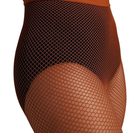 Capezio Women's Professional Fishnet Tight with 1" Elasticized Waistband – Soft Nylon Sock Lining for Comfort, Solid Foot Pads, Perfect for Dance, Toffee, Small/Medium