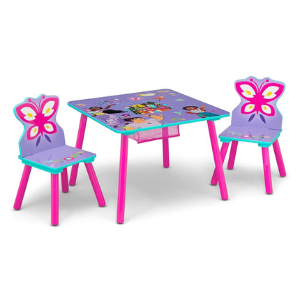 Juego de mesa y sillas infantiles Disney Encanto con almacenamiento (2 sillas incluidas) de Delta Children - Ideal para manualidades, la merienda, la educación en casa, los deberes y más - Certificado Greenguard Gold, morado