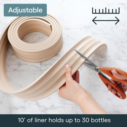 YouCopia SpiceLiner Adjustable Spice Drawer Liner, 10ft Roll, Sandstone, Seasoning and Spices Bottle Organizer Insert