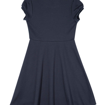 Nautica Girls' School Uniform Short Sleeve Polo Dress, Navy/High-Low, 5