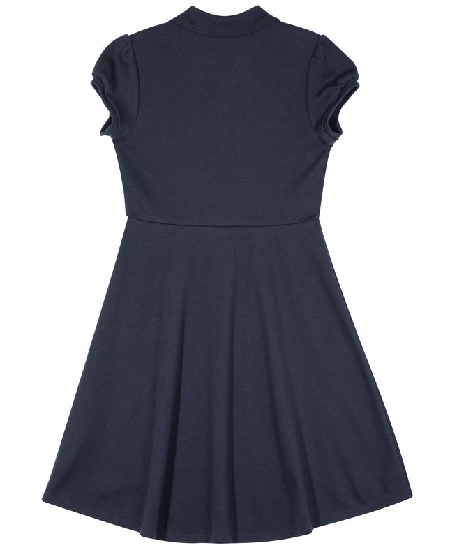 Nautica Girls' School Uniform Short Sleeve Polo Dress, Navy/High-Low, 5