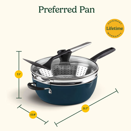 Cuisinart Preferred Pan 4-Pc Set - Crème de la Creme (4.5 Qt. Multi-Purpose Pan w/Cover, Steamer, Slotted Turner)