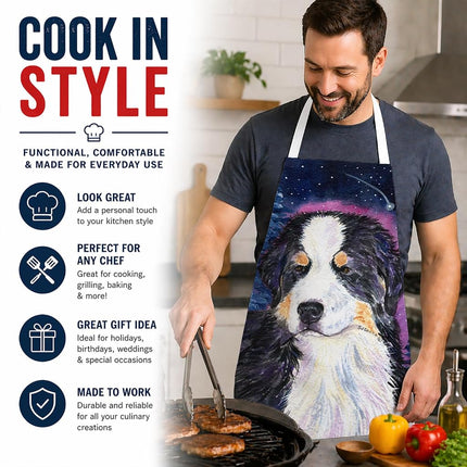 Caroline's Treasures SS8446APRON Starry Night Bernese Mountain Dog Apron, Large, Multicolor