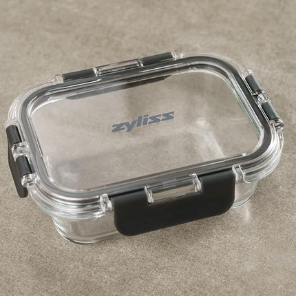 Zyliss 370ml Glass Container, Shatterproof Glass, Airtight Food Storage Box with Sealable Lid, Microwave Safe, BPA Free, Freezer Safe, Fridge Storage, Food Container, 16cm x 12cm x 5cm