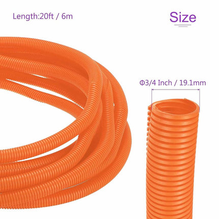 DMiotech 20ft Wire Loom Split Tubing 3/4 Inch, Cord Protectors from Pet Flexible Conduit Cable Management for Office Home Garden, Orange