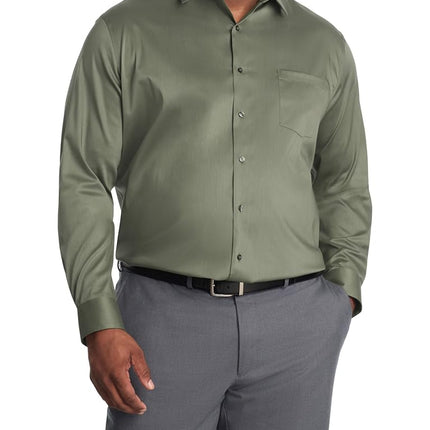 Chemise habillée Van Heusen homme grande taille, sans plis, col extensible Flex (grand et fort), couleur thym, tour de cou 47 cm, manches 89-91,5 cm