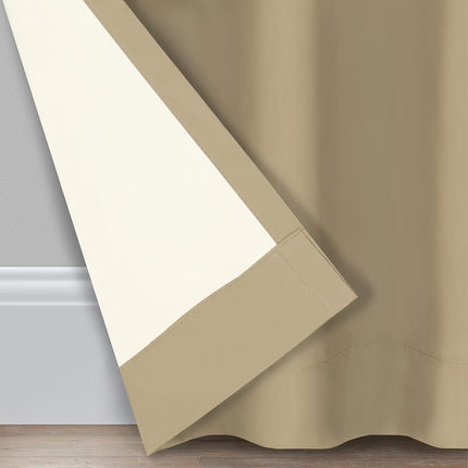 Eclipse Blackout Curtains for Bedroom - Microfiber 42" x 84" Insulated Darkening Single Panel Grommet Top Window Treatment Living Room, Beige