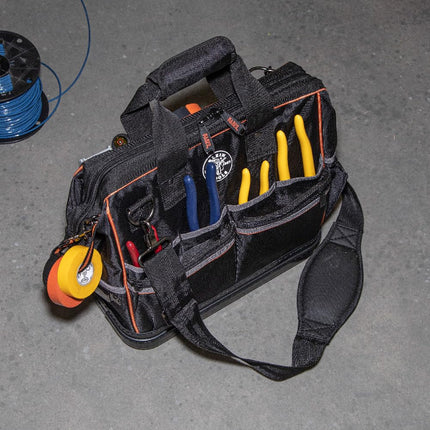 Tool Bag with Padded Shoulder Strap and Handles Has Lighted Tool Storage with 31 Pockets Klein Tools 55431
