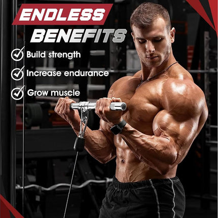 Yes4All Combo Cable Machines Accessories, Double D Row Handle with Tricep Rope, V Bar and Straight Bar, Cable Attachment for Home Gym (Tricep Rope, Straight Bar)