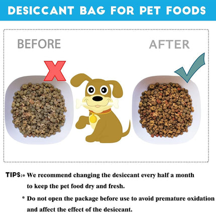 xcivi Lot de 12 sachets déshydratants pour distributeurs automatiques de nourriture pour chats et chiens, anti-humidité, garde les aliments de votre animal au sec et frais