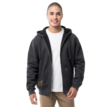 Wrangler Men's Thermal Sherpa Zip Hoodie, Charcoal Heather/Black, L