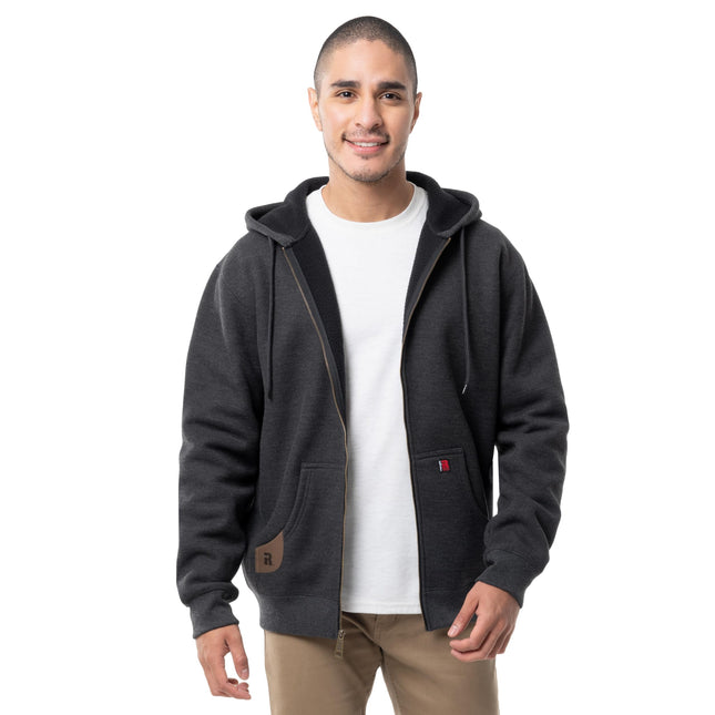Wrangler Men's Thermal Sherpa Zip Hoodie, Charcoal