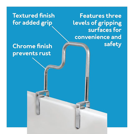Carex Health Brands Carex Tri-Grip Bathtub Rail with Chrome Finish