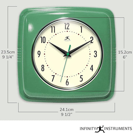 Infinity Instruments Square Retro Lavender Wall Clock 23.5cm