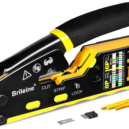 Brileine RJ45 Crimp Tool Pass Through Crimper for 