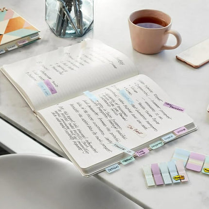 Post-it® Pastel Color Tabs, Gradient Blue, Pink, Clear, 36 Tabs/Pack