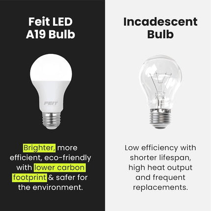 Feit Electric LED Light Bulbs, 60 Watt Equivalent, A19, 10 Year Life, 800 Lumen, 3000K Warm White, Non-Dimmable | 24-Pack