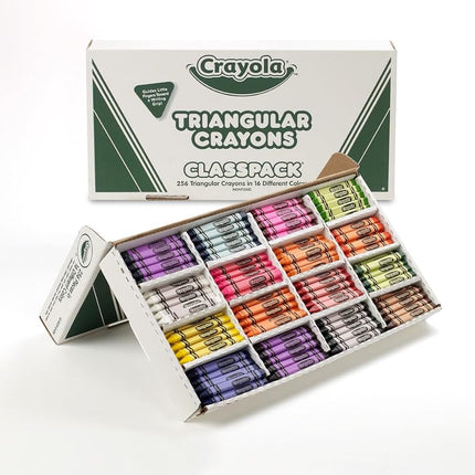 Crayola BIN528039 Triangular Crayon Classpack, 16 Colors, 256 Count