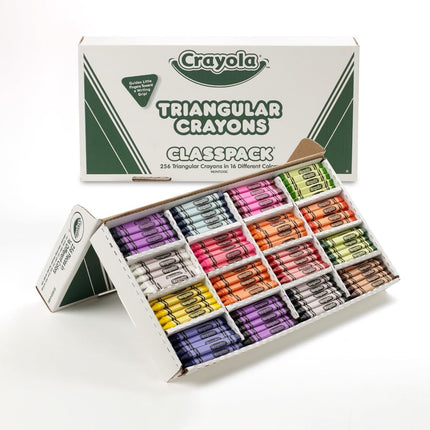 Crayola BIN528039 Caja de Crayones Triangulares para Clases, 16 Colores, 256 Unidades
