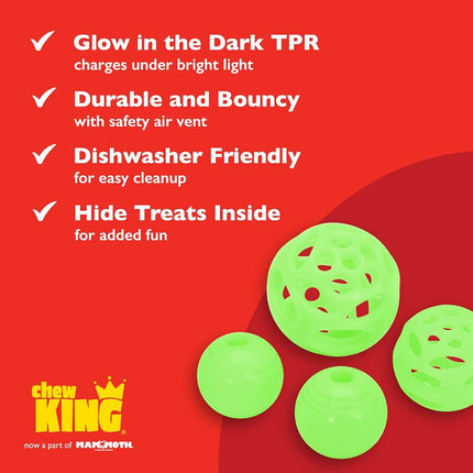 Chew King Glowing Fetch Balls, 4 Piece Set, Dog Toys, Fits Ball Launcher