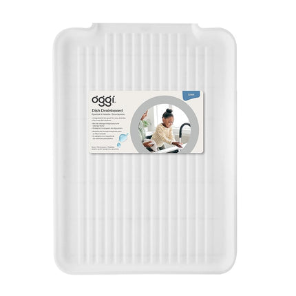 OGGI Dish Drain Board & Drying Rack Tray for Kitchen - Ideal Rigid Drainboard, Dish Drainer Tray, Dish Drain Boards for Kitchen Counter, 12.75 x 17.25 - White