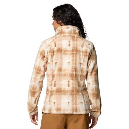 Columbia Women's Benton Springs Printed Full Zip, Camel Brown Omblur, 1x