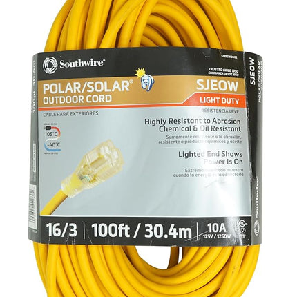 Coleman Cable 01289 Rallonge d'extérieur isolée 16/3 de 30 mètres avec extrémité lumineuse