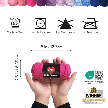Red Heart Super Saver Yarn Super Craft Kit Gradients, with 12 Pack of 50g/1.7 oz. 4 Medium Worsted Yarn for Knitting & Crocheting, 12 Colors, Perfect for Chunky Sweaters, Blankets, Amigurumi