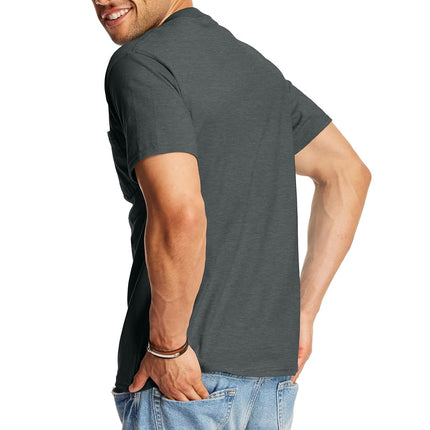 Hanes Men's Heavyweight Pocket T-Shirt, Beefy-T Full-Cut Cotton Pocket Tee for Men, Crewneck T-Shirt for Men, 1 or 2 Pack, Charcoal Heather - 1 Pack, 3X-Large