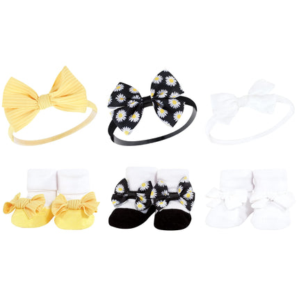 Hudson Baby Girl's Headband and Socks Giftset, Bla