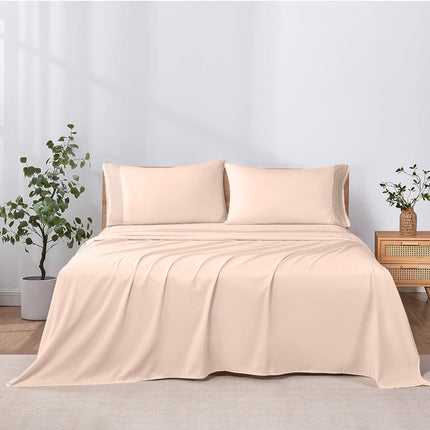 Modern Threads Pacific Coast Textiles 3 PIECE CROCHET LACE MICROFIBER SHEET SET BLUSH TWIN, Microfibre