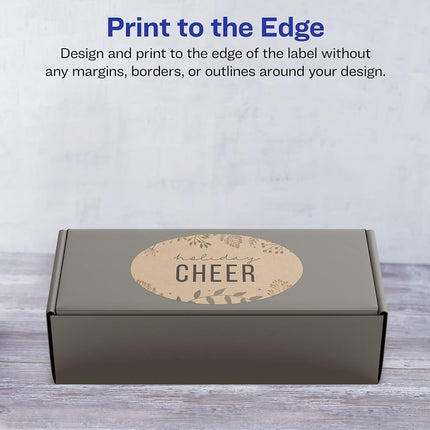 Avery Kraft Brown Oval Labels with Sure Feed, 4" x 6", 100 Kraft Brown Labels, Print-to-The-Edge, Laser/Inkjet Printable Labels