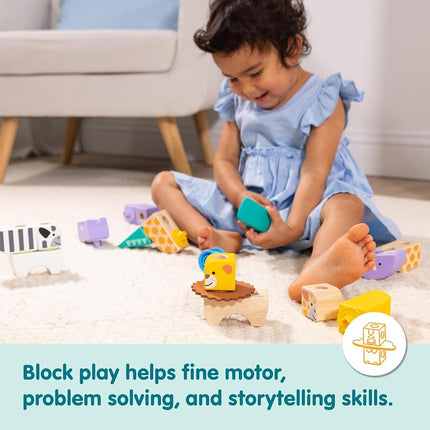 Melissa & Doug Blockables Safari Snap & Play – Educational Toy Set for Children | Wooden Animal Stacking & Building Blocks | Age 2+ - FSC Certified
