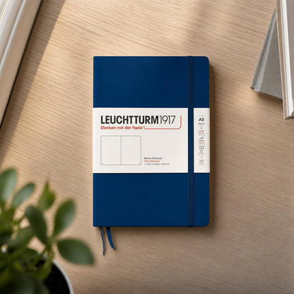 Notebook Medium (A5) Hardcover, 249 Numbered Pages, Plain, Navy