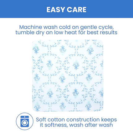 Delta Children Fitted Crib Sheets for Girls and Boys - 100% Organic Cotton Crib Sheet for Standard Crib and Toddler Mattresses - 28x52 Inch - GOTS Certified (Pack of 2), Blue Botanicals