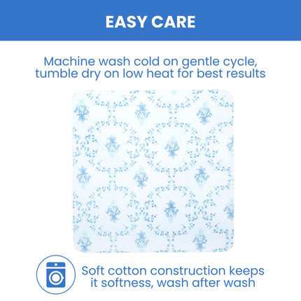 Sábanas ajustables para cuna Delta Children para niñas y niños - Sábana para cuna 100% algodón orgánico para cunas estándar y colchones para niños pequeños - 28x52 pulgadas - Certificación GOTS (Paquete de 2), Blue Botanicals