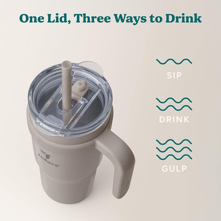Reduce 24 oz Stainless Steel Tumbler with Handle - Dual-Wall Vacuum Insulated Travel Mug, Sweat-Proof Lid & Reusable Straw - Keeps Drinks Cold for 24 Hrs, Fits Cupholders, Dishwasher Safe - Sand