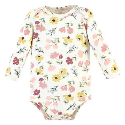 Hudson Baby Unisex Baby Cotton Long-Sleeve Bodysuits, Soft Painted Floral, Preemie, Soft Painted Floral, Preemie