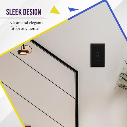 ENERLITES Toggle Light Switch Wall Plate, Gloss Finish, Standard Size 1-Gang 4.50" x 2.76", Unbreakable Polycarbonate Thermoplastic, 8811-BK-10PCS, Glossy Black, 10 Pack