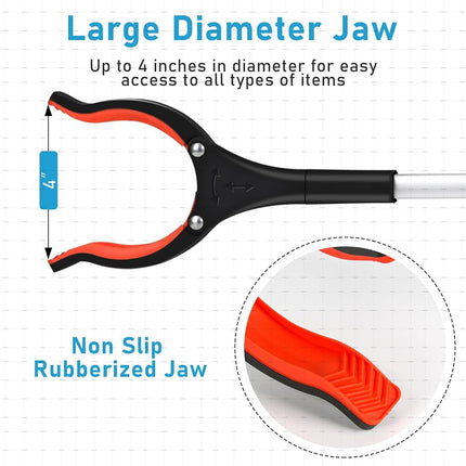 2025 Upgrade Grabber Reacher Tool, 360° Rotating Head, Wide Jaw, 32" Foldable, Trash Claw Grabbers for Elderly, Reaching Tool for Trash Pick Up Stick, Litter Picker, Arm Extension (Orange3)