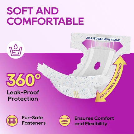 HONEY CARE All-Absorb Disposable Female Dog Diapers, Improved, Super Absorbent, Breathable, Wetness Indicator (XS-50count)
